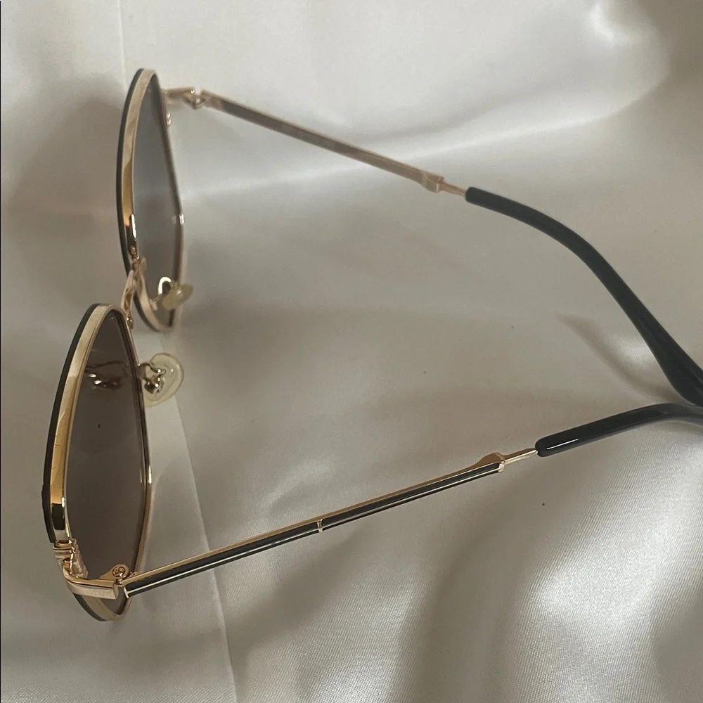 South Pole Gold Frame Sunglasses with Brown Lenses and Black Temple Tips